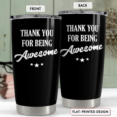 SANDJEST Thank You for Being Awesome Tumbler Gift Set - Birthday, Christmas, Appreciation Inspirational Gifts for Women, Men, Coworkers - 20oz Stainless Steel Insulated Coffee Travel Mug