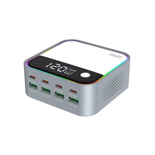 490W USB C Fast Charger, 8 Ports GaN USB Charging Station with 100W PD3.0 & QC3.0 Fast Charg Port and Digital Display Intelligent Fast Charging for Laptop/MacBook/iPad/iPhone Multiple Devices
