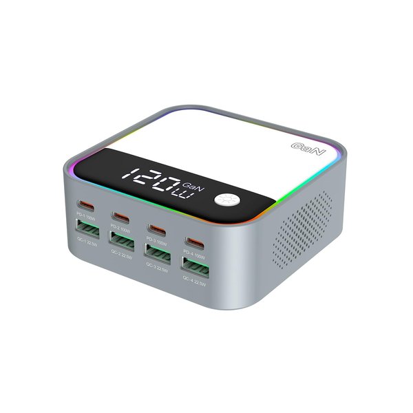 490W USB C Fast Charger, 8 Ports GaN USB Charging Station with 100W PD3.0 & QC3.0 Fast Charg Port and Digital Display Intelligent Fast Charging for Laptop/MacBook/iPad/iPhone Multiple Devices