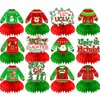 Ugly Christmas Sweater Party Decorations Honecomb Centerpieces,12Pcs Ugly Sweater Party Table Decorations, 3D Ugly Sweater Decorations Table Centerpieces for Tacky Sweater Party Decorations