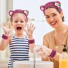 Semato 3PCS Face Wash Headband and Wristband Set Soft Elastic Cute Washband Spa Headband Wrist Towels for Women Girls (pink bear-4)