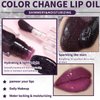 HOSAILY Magic Color Changing Lip Oil, Glitter Black Color Changing Lipstick, Hydrating Lip Glow Oil Plumping Glimmer Lip Gloss Transparent Lip Care, Non-sticky Long Lasting Fresh Texture Lip Oil