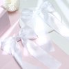 NCMAMA 2Pcs Hair Bows for Girls Hair Clip White Silk Hair Bow Ribbon Hair Accessories for Women Toddlers Infant Teens Kids