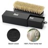 Premium Horsehair Shoe Polish Brush – Handcrafted Beechwood Shoe Brush for Shine and Buffing – Luxurious Shoe Shine Brush with Soft Horsehair Bristles (Black + White)