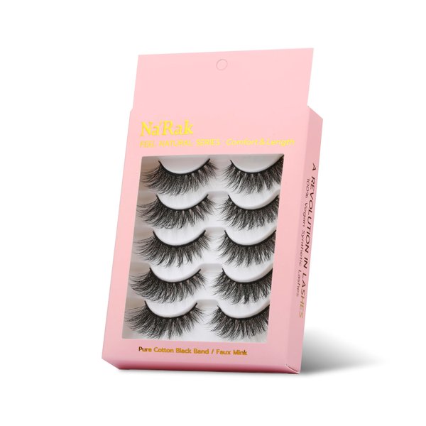 NaRak's False Eyelashes - Feel Natural Series: COMFORT & LENGTH Design. 5 Pairs of Faux Mink Lashes - Comfortable and More Subtle Style Designed for Everyday Wear To Enhances Your Natural Lashes