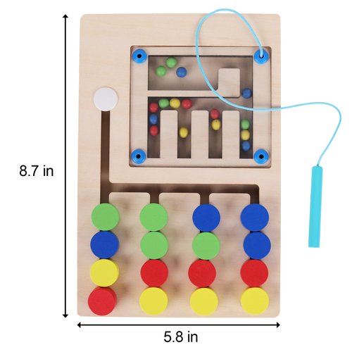 QZMTOY Travel Color Matching Puzzle Board,Magnetic Maze,Montessori Educational Brain Teasers Toys,Handheld Games for Road Trip,IQ Logic Game Toy,Gift for Kids Toddlers Boys Girls