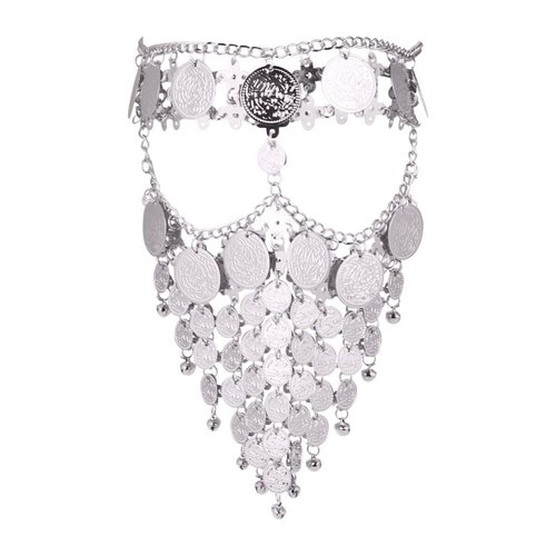 Beaupretty Women Masquerade Masks Face Chain Metal Jewelry Belly Dance Face Coin Veil Halloween Dance Play Accessories Silver