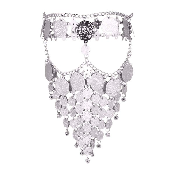 Beaupretty Women Masquerade Masks Face Chain Metal Jewelry Belly Dance Face Coin Veil Halloween Dance Play Accessories Silver
