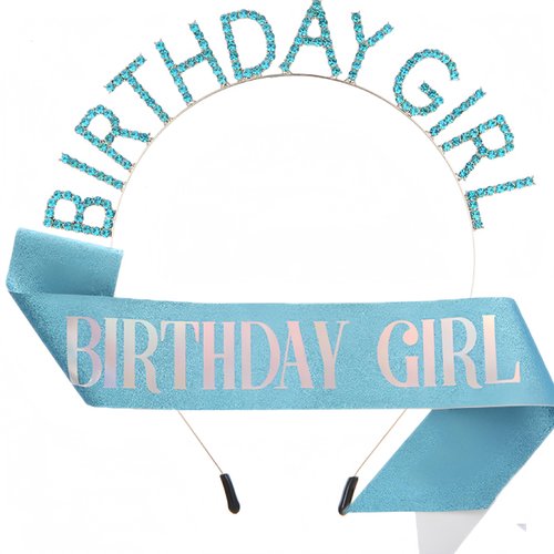 Kamirola Queen Sash & Rhinestone Tiara Set Green for Women Birthday Decoration Kit Rhinestone Headband for Girl Glitter Crystal Hair Accessories for Party(TR36) (Lack Blue)