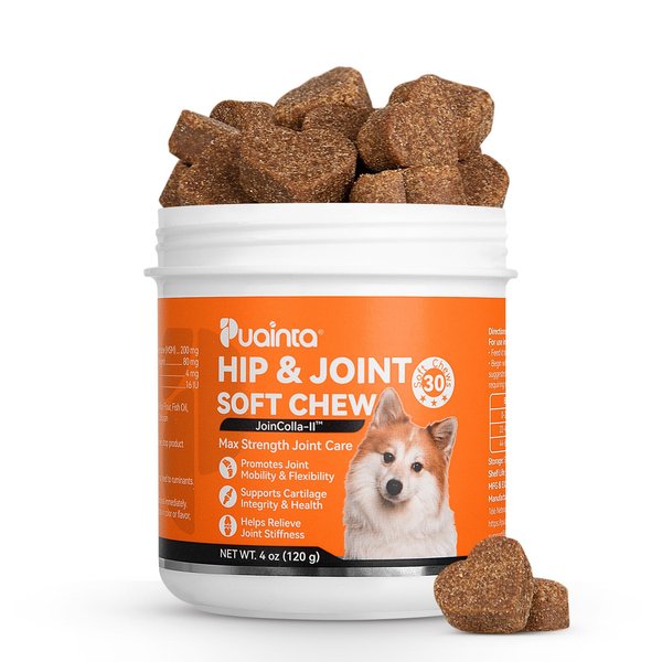PUAINTA Collagen for Dogs Hip and Joint Supplement, Glucosamine, Chondroitin, MSM Dog Joint Pain Relief Treats, Hip & Joint Care for Large Breeds Enhance Mobility, Bone Health-30 Soft Chews