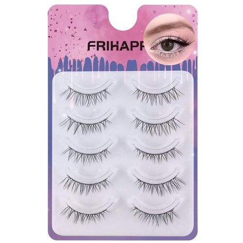 Short Lashes light wispy lashes Eyelashes Lashes Wispy False Eyelashes Natural Eyelashes Mink Lashes, Frihappy Lashes 5 Pairs Frihappy#17