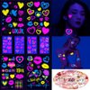 8Sheets Glow In The UV Neon Tattoos Fake Face Body Waterproof Glitter Lip Temporary Tattoos for Adults Party Supplies 50Pc Love Waterproof Vinyl Stickers for Kids Bottle Laptop Guitar Party Favors