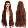 BERON 40'' Long Wavy Wig Cosplay Costume Party Halloween Wig with Braid Wig Cap Included Updated Adjustable Cap Size (Brown)