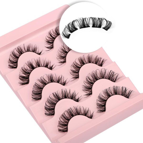 Himirell The Baby Lashes, DIY Lash Extensions, Short & Neat Doll-Eyed Cluster Lashes, Salon Quality Eyelashes Extensions, 5 Pairs Natural Lashes Multipack, No Lash Glue Included