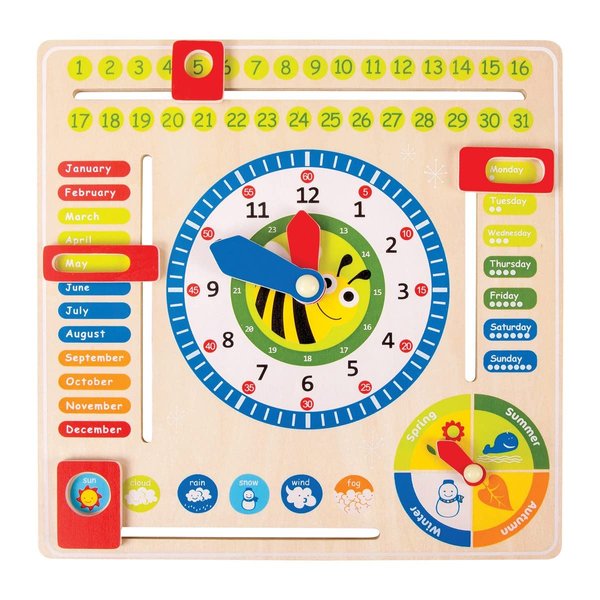 Small Foot Wooden Toys Educational Board Date, Time & Season Wooden Educational Toy Playset Designed for Children 3+, Multi (4768)