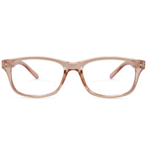 In Style Eyes Seymore Retro Bifocal Cheaters Reading Glasses - Full-Rimmed Classic Oval Acetate Frame - Non-Progressive Lens - Clear Rose - 1.5x