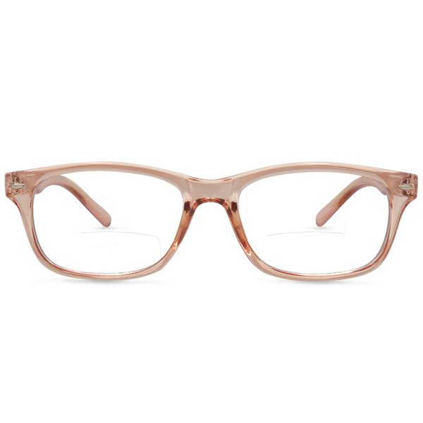 In Style Eyes Seymore Retro Bifocal Cheaters Reading Glasses - Full-Rimmed Classic Oval Acetate Frame - Non-Progressive Lens - Clear Rose - 1.5x