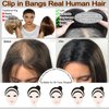 Angels Beauty Hair Toppers for Women Real Human Hair, 360° 3D Cover Side Clip in Bangs, Upgrade Base Human Hair Toppers for Women with Thinning Hair Side Bangs Hair Clip (Natural Black, Side Bangs)