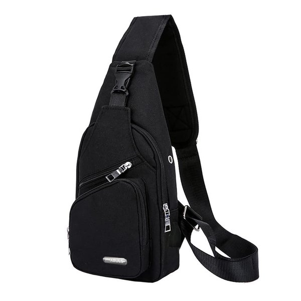 PHABULS Small Sling Bag for Women, Canvas Sling Backpack, Shoulder Bag for Women With USB Charging Port For Cycling Hiking Travel small backpack for women (Black)