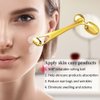 Yeamon Face Massager, Metal Face Roller Gua Sha Massage Tool for Face Neck Eye Body Skin Care, Facial Roller for Women(Gold)