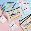 48pcs Teacher Appreciation Gifts 8 Makeup Pouch Cosmetic Bag and 8 Teach Blessing Card Bracelets with Greeting Card and 32 Teacher Hair Ties No Crease Ribbon Hair Ties Elastic Ponytail Holder