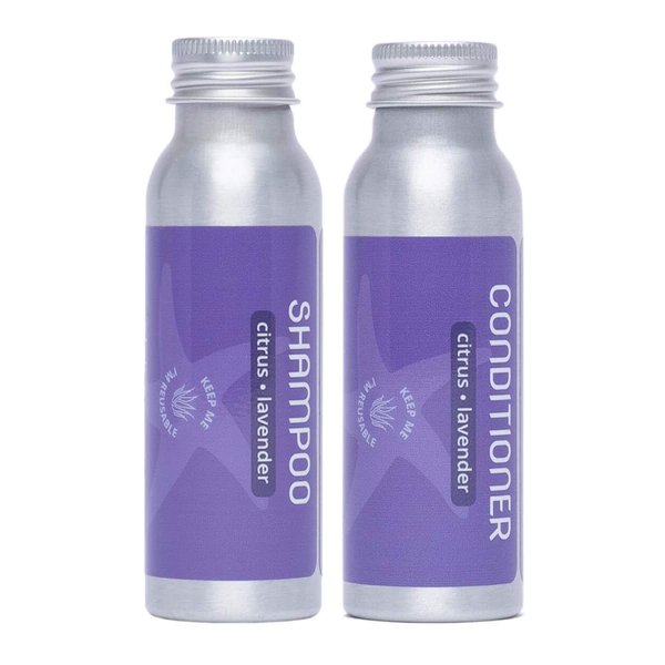Travel Size Shampoo and Conditioner - Citrus Lavender - 2.5oz Refillable Bottles, Sulfate Free