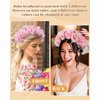 CHLINS Boho Floral Headbands for Women Double Sided Flower Crown Headband Non Slip Wide Hairband Flower Headpiece for Wedding Party Birthday (Rose (pink))