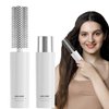 RHOS Small Round Hair Brush for Women & Men - Mini Styling Brush with Nylon Bristles for Blow Drying, Bangs, Curly, Thin or Short Hair (White)