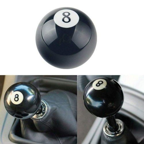 RYANSTAR Shift Knob Black 8 Ball Billiard Acrylic Gear Shift Lever Shift Knob Black Shaped Round Manual with 3 Adapters Universal Fit Compatible with Manual Car M 81.25, M 101.25, M 101.5, M 121.25