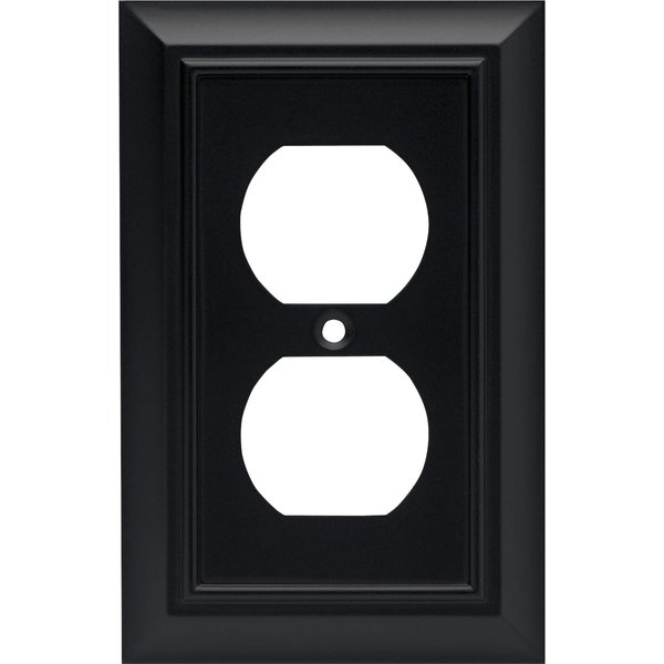 Franklin Brass 64218 Architectural Single Duplex Outlet Wall Plate / Switch Plate / Cover, Flat Black, Packaging May Vary
