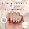 Glamnetic Press On Nails - Astro | Semi-Transparent 3D Metallic Silver Swirl Short Almond Fake Nails in a Glossy Finish | 15 Sizes - 30 Nail Kit with Glue