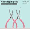 Supper Long Acrylic UV Gel Tips Sculpture Tweezers Clip, C Curve Nail Art Tools Nail Pincher Nipper, Stainless Steel Nail Shaping Tweezers for Manicure, Pedicure (Pink)