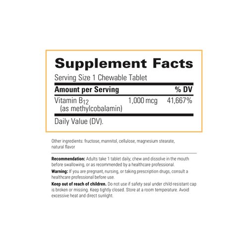 Integrative Therapeutics B-12 Active, Vitamin B12, Supports Nerve Function*, Cherry Flavored, 30 Chewable Tablets - 2 Pack