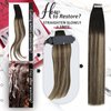 Moresoo Tape in Hair Extensions Ombre Human Hair Tape in Extensions Balayage Off Black to Brown Mix with Blonde Tape in Real Hair Extensions Human Hair Balayage Tape ins 18 Inch #1B/3/27 20pcs 50g
