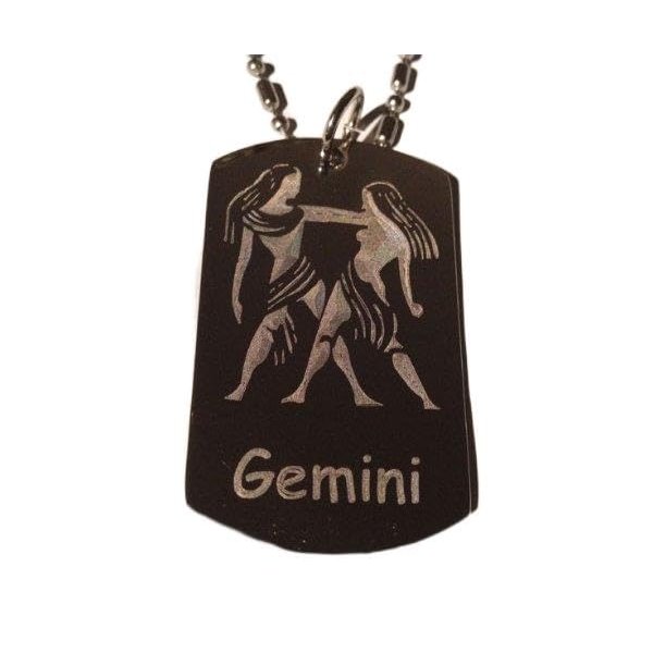 Zodiac Signs Sign Gemini Twins - Military Dog Tag, Luggage Tag Key Chain Metal Chain Necklace