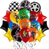Glimin 48 Pcs Dirt Bike Balloons Party Decorations Motocross Race Car Theme Checkered Flag Helmet Wheel Tire Foil Balloon Birthday Party Decor for Girl Boy Dirt Bike Sports Racing Party Supplies