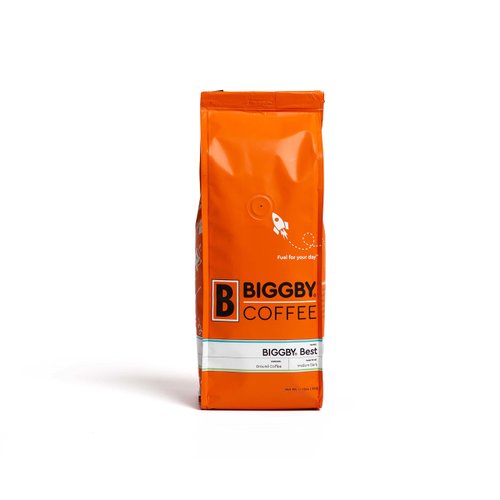 BIGGBY COFFEE Ground Roasted Coffee | Medium Roast BIGGBY BEST Flavor, 12oz Bag | Farm-Direct Tanzanian Peaberry, Nicaraguan and Mexican Coffee Beans Boxed in USA