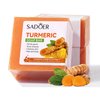 AOJUIGO Natural Turmeric Soap,Pure Turmeric Handmade Soap Bar For Face & Body,Corrector Remove Acne Blackheads Dark Spot,Moisturizing Erase Fine Lines,Firming,Friendly Vegan&Cruelty Free Gentle Soap