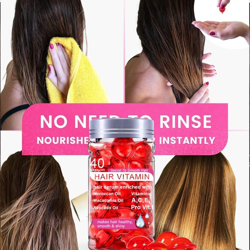 LWW Hair Vitamin Serum Capsule, Hair Treatment Serum, Enriched with Moroccan Macadamia Avocado Oils, Vitamins A C E Pro B5, No Rinse, Safe for All Hair