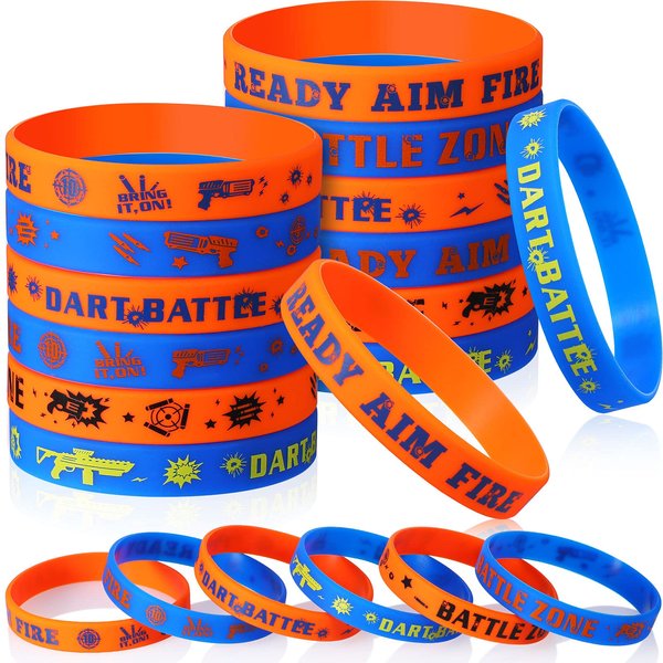 36 pcs Dart Battle Party Favor Dart Gun Themed Birthday Party Silicone Rubber Bracelet Wristbands Wars Gun Birthday Party Favor