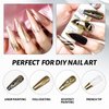 DAGEDA 12ml Metallic Nail Painting Gold Gel Liner,Mirror Gel Polish Build in Thin Brush,Chrome Gel Nail Polish High Gloss Nail Painted,Metal Drawing Liner Gel Soak Off UV/LED DIY Nail Art