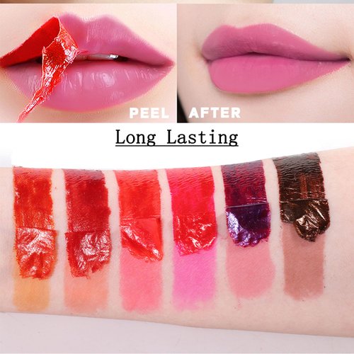 Caunmy Peel Off Lip Liner Stain Set, Long Lasting Liquid Lipstick, Matte Lip Gloss Non-Stick Transfer-proof Waterproof Lip Pen (SET 4)