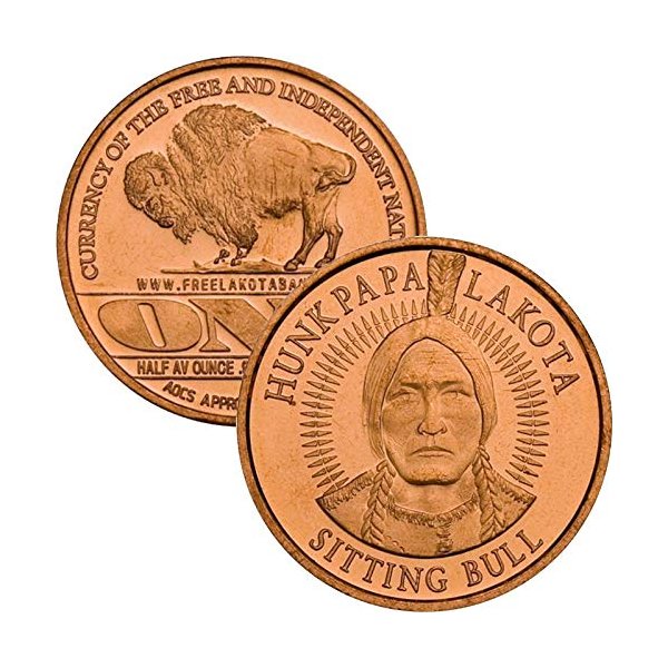 1/2 oz .999 Pure Copper Round/Challenge Coin (Sitting Bull - Hunkpapa Lakota)