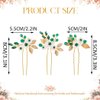 Heread Green Crystal Bride Wedding Hair Pins Flower Bridal Hair Pieces Gold Leaf Hair Accessories for Women and Girls (Pack of 3) (Gold)