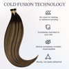 DOORES I Tip Hair Extensions Real Human Hair, Balayage Dark Brown to Chestnut Brown 18 Inch 50g/50s,I Tips Hair Extensions Human Hair Invisible I Tips Extensions Cold Fusion Hair Extensions Straight