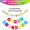 GOSUOA Colorful Happy Birthday Banner with 12Pcs Pennant Banner Flags,Paper Happy Birthday Bunting Banner for Kids Adults Birthday Party Supplies