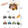 Haxpacal Truck Cake Topper, 49pcs Monster Car Theme Birthday Party Supplies, Red, Green, Blue Cake Decorations for Kids Birthday, Baby Shower Party Decorations