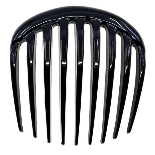 Camila Paris CP2873 French Hair Side Comb Small Rounded, Black, French Twist Hair Combs, Strong Hold Hair Clips for Women Bun Chignon, No Slip Styling Girls Hair Accessories Made in France