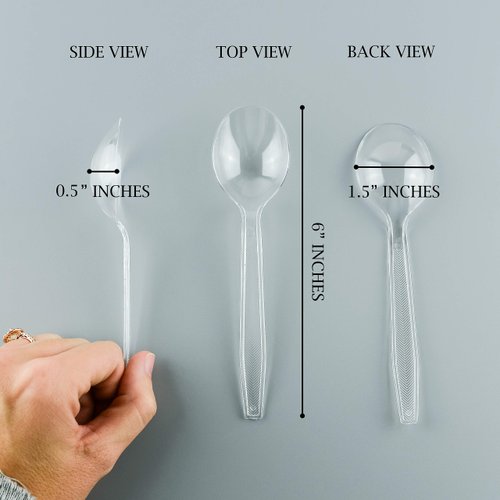 Plasticpro Clear Plastic Soup Spoons Disposable Cutlery Utensils 100 Count
