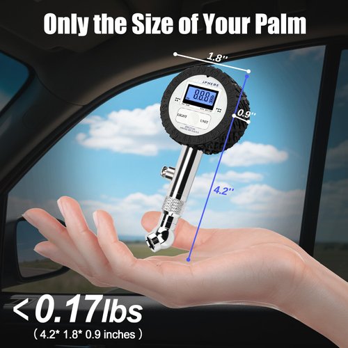 NexSphere 1.5'' Digital Tire Pressure Gauge, LED Display with 360° Swivel Chuck, High-Precision Air Pressure Gauge for Tires, 100 PSI for Trucks, RVs, Motorcycles, and Heavy-Duty Applications